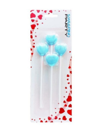 BLUE HEART CANDLES 4PC 7995