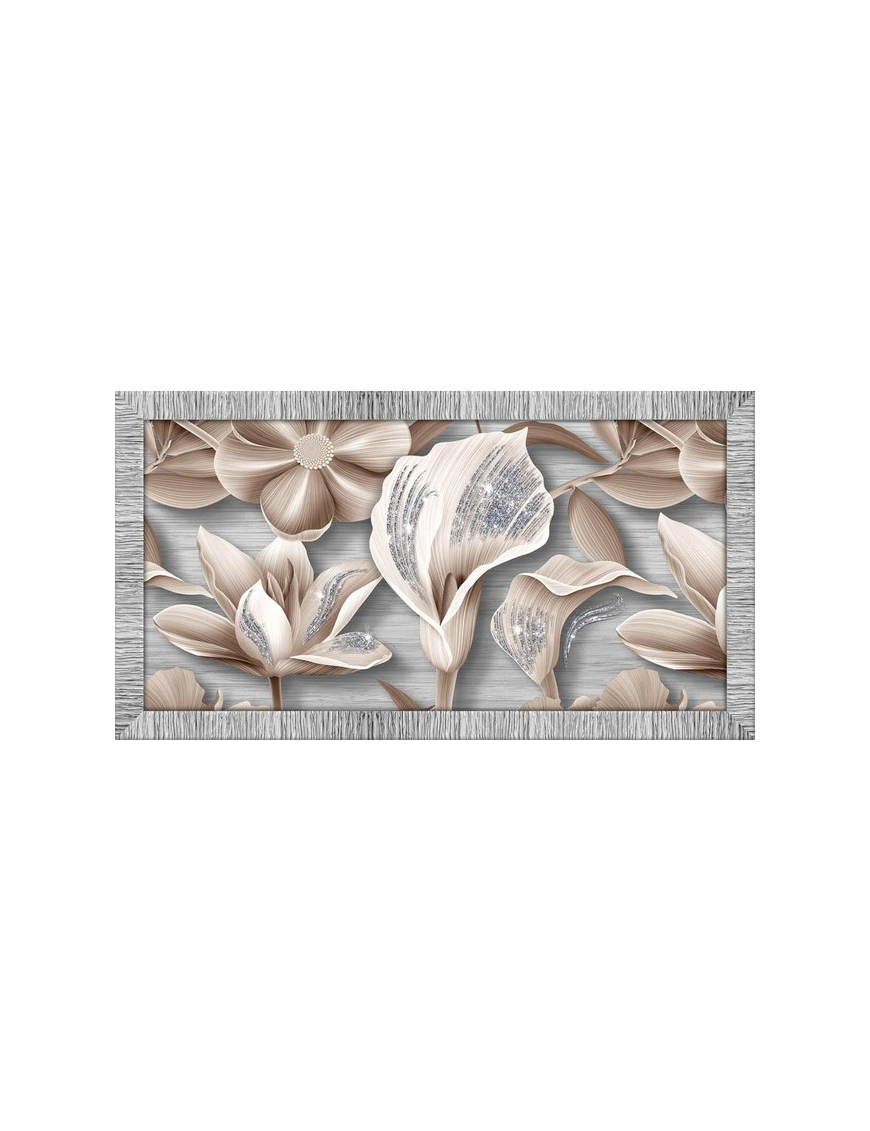 PAINTING 60X110 GIOVY FLOWER SILVER