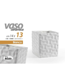 L.CRE VASO BIANCO QUADRO  14x14x13 83080